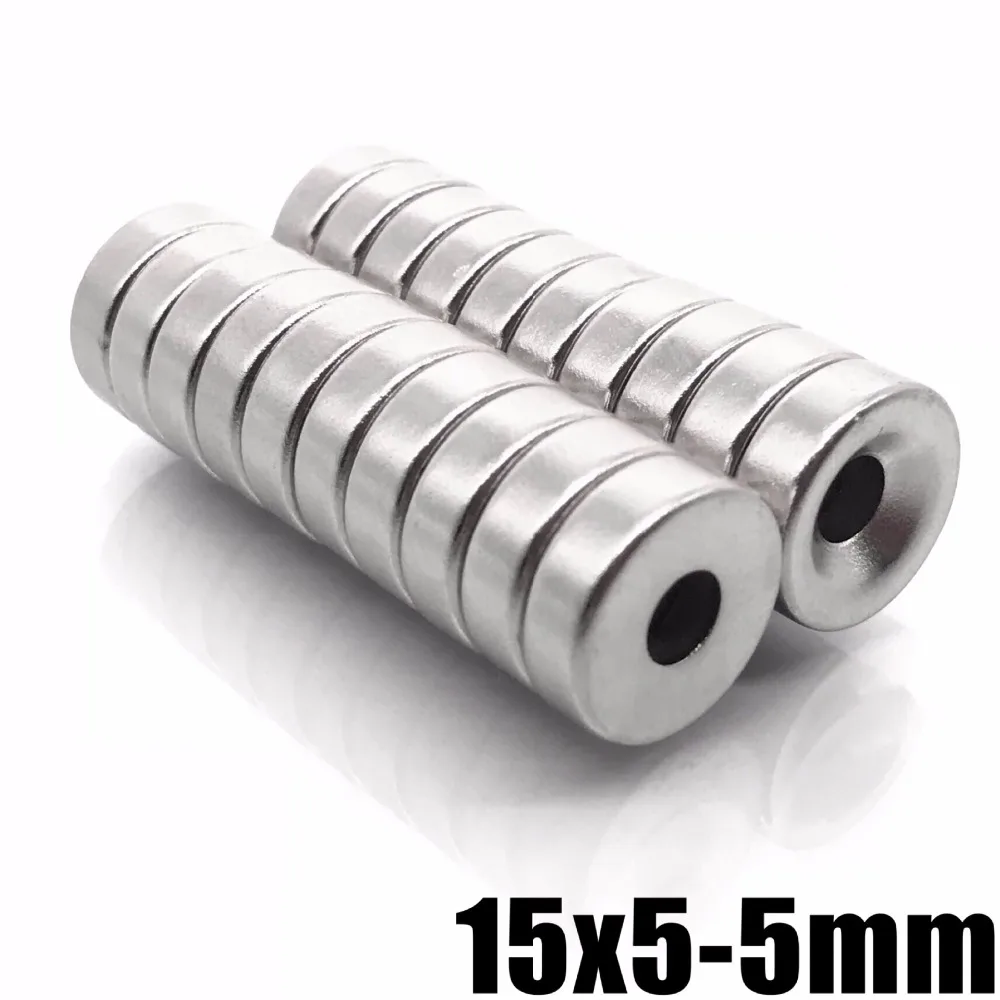 

20PCS 15x5 Super Strong Round Neodymium Countersunk Ring Magnets 15 mm x 5 mm Hole: 5 mm Rare Earth N35 Neodymium 15*5