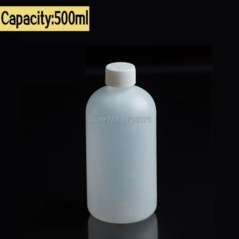 500ml 2pcs/pack PE lab reagent bottle with scale Plastic sample vials with screw closure narrow mouth round for chemical test