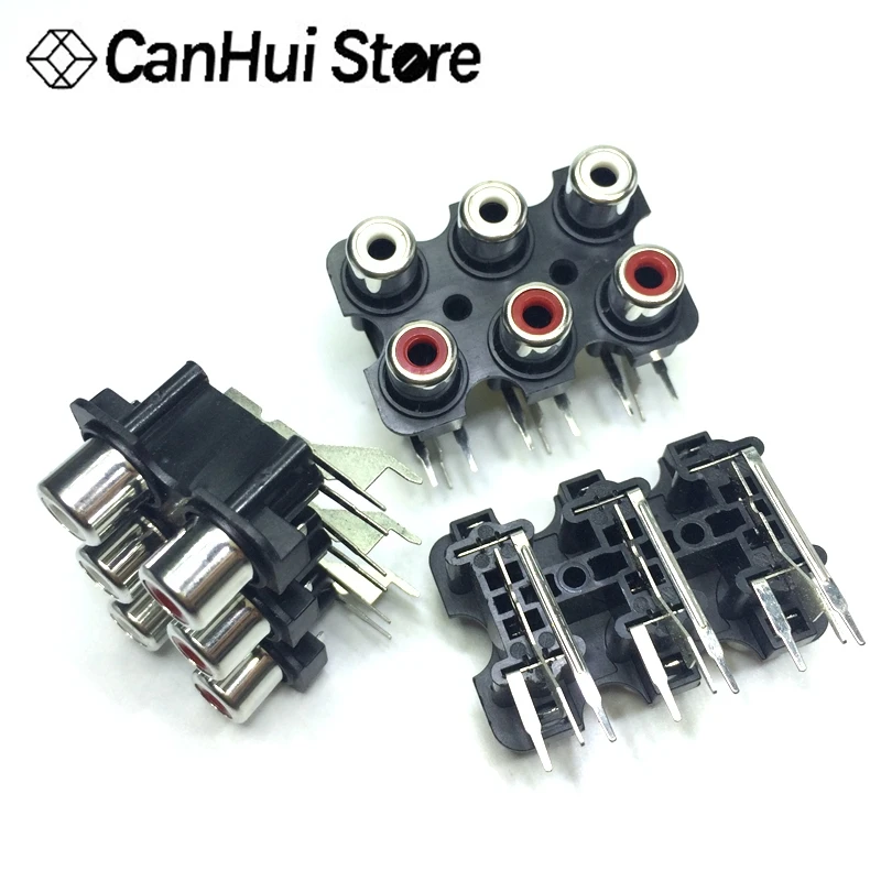5Pcs 2/4/6 hole RCA Female Stereo audio Jack AV Audio input socket Connector Lotus row Amplifier Interface Signal connection