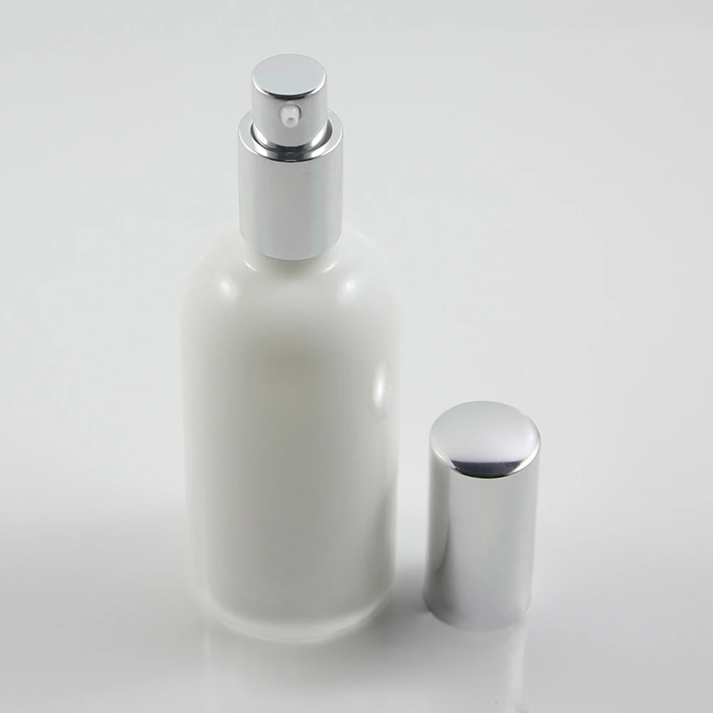 

Luxury hand cream bottle 100ml glass opal white packaging, Cosmetic personal packaging containers