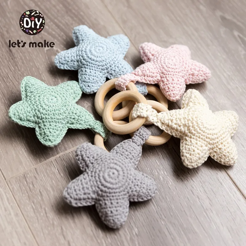 Laten We Baby Rammelaars Haak Star Amigurumi Baby Speelgoed Voor Storller 0-12 Maanden Kinderen Speelgoed Baby douche Gift Rammelaar 1Pc