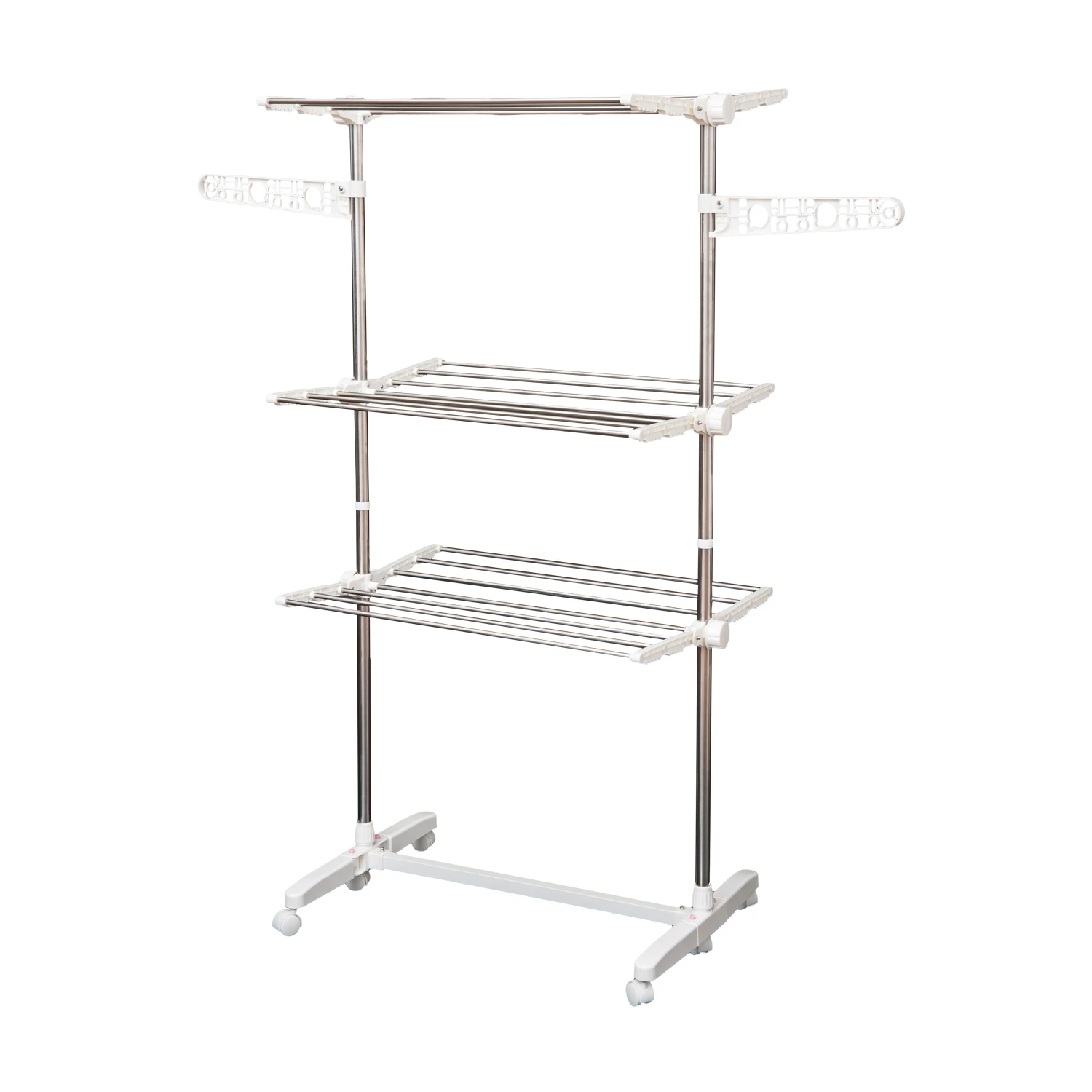 Homcom tendedero ple gable 4 niveles con 6 ruedas estantes acero 80-142x55x172 cm – Detail 9
