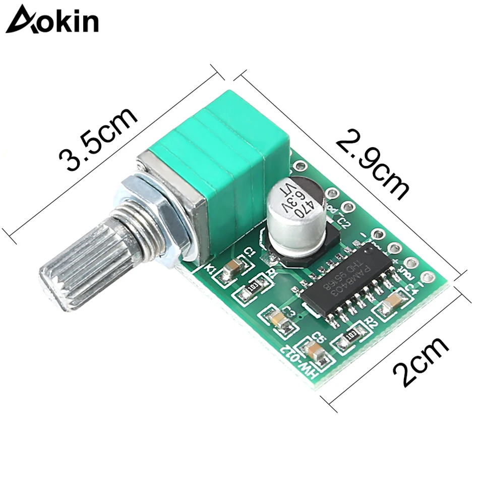 Mini 3W+3W DC 5V Audio Amplifier Handy Digital Power Amp Module Board Dual-Channel PAM8403 Stereo Amplifiers with Potentiometer