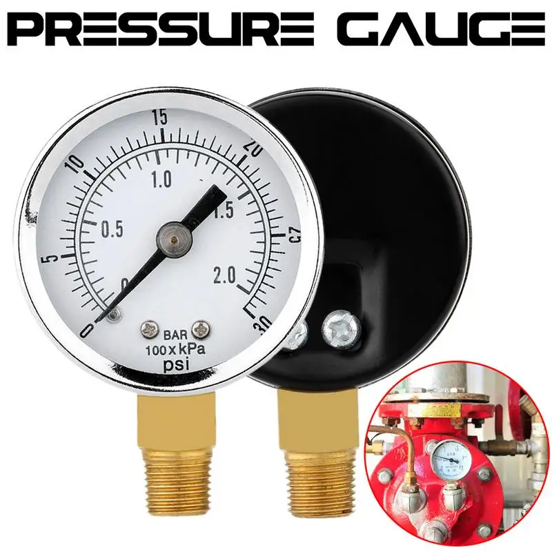 0-30 psi 0-2 bar 40MM Diameters Pressure Gauge Fuel Air Compressor Meter Hydraulic Pressure Tester Manometer Pressure Measurer