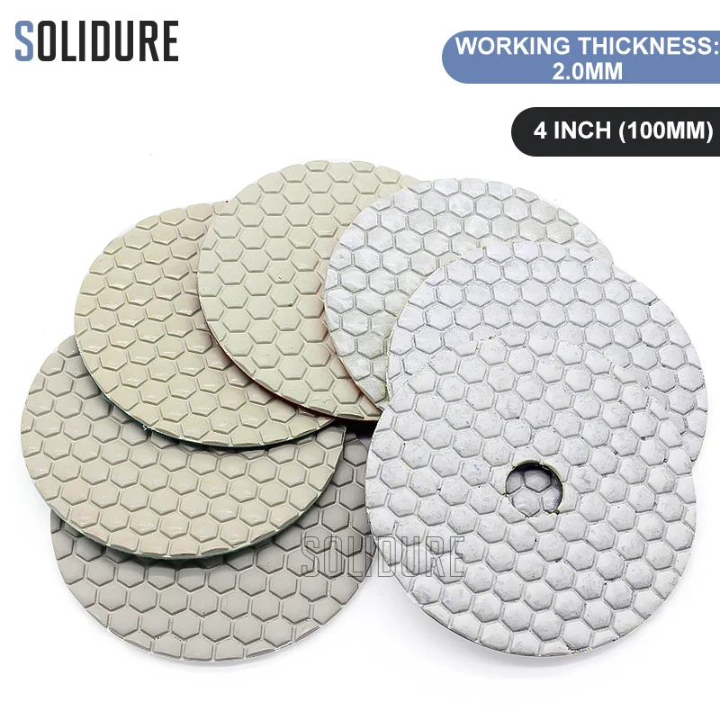 

7pcs/lot 4 inch 100mm dry polishing pads for dry or wet polishing granite,marble engineered stone and concrete