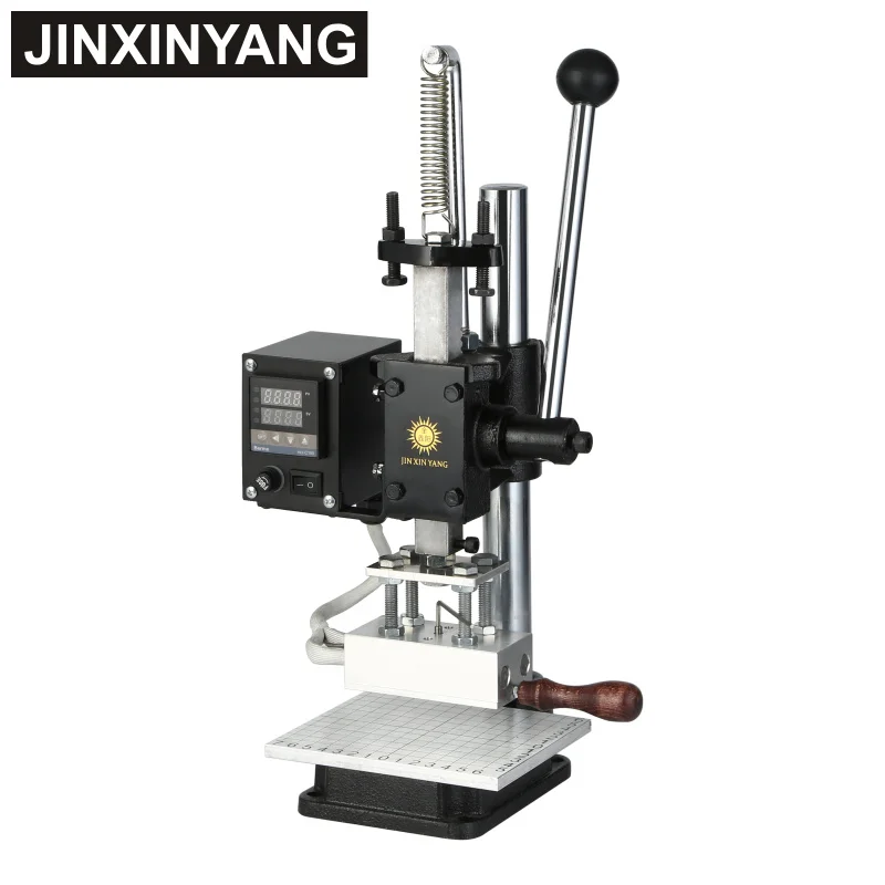 JINXINYANG T Slot Hot Foil Stamping Machine Embossing Manual Leather Paper Wood Machine With Measure Line Letters Heat Press