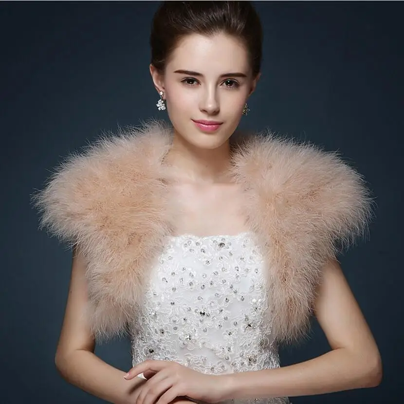 Ostrich Feathers Bolero Shrugh WaistCoat Vintage Marabou Feather Shrug stole bridal accessories Bridal Dress Evening cape S69