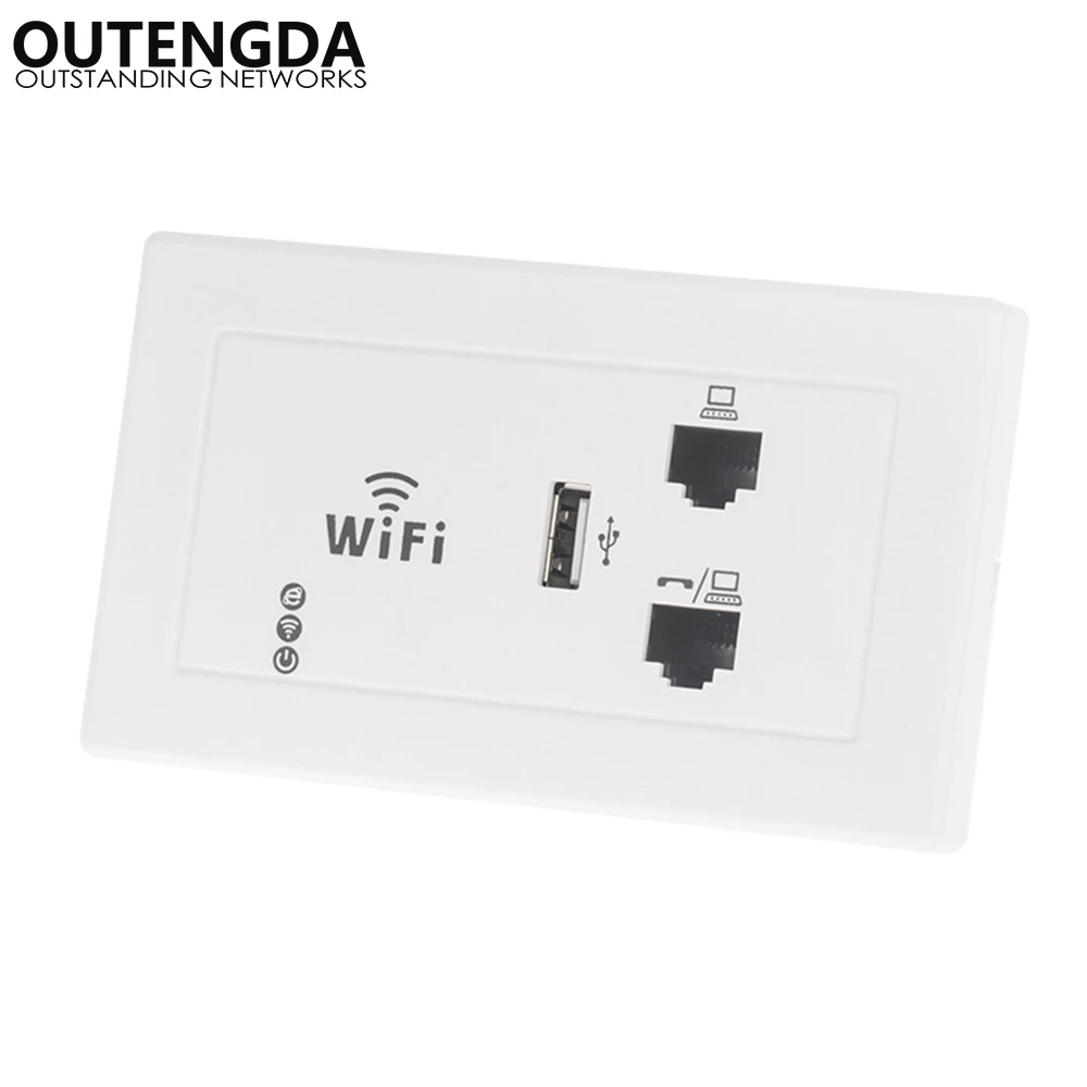 US standard 118/120 Type in wall wireless access point with RJ45/RJ11 ports WIFI router 300Mbps Embedded wlan in-wall AP