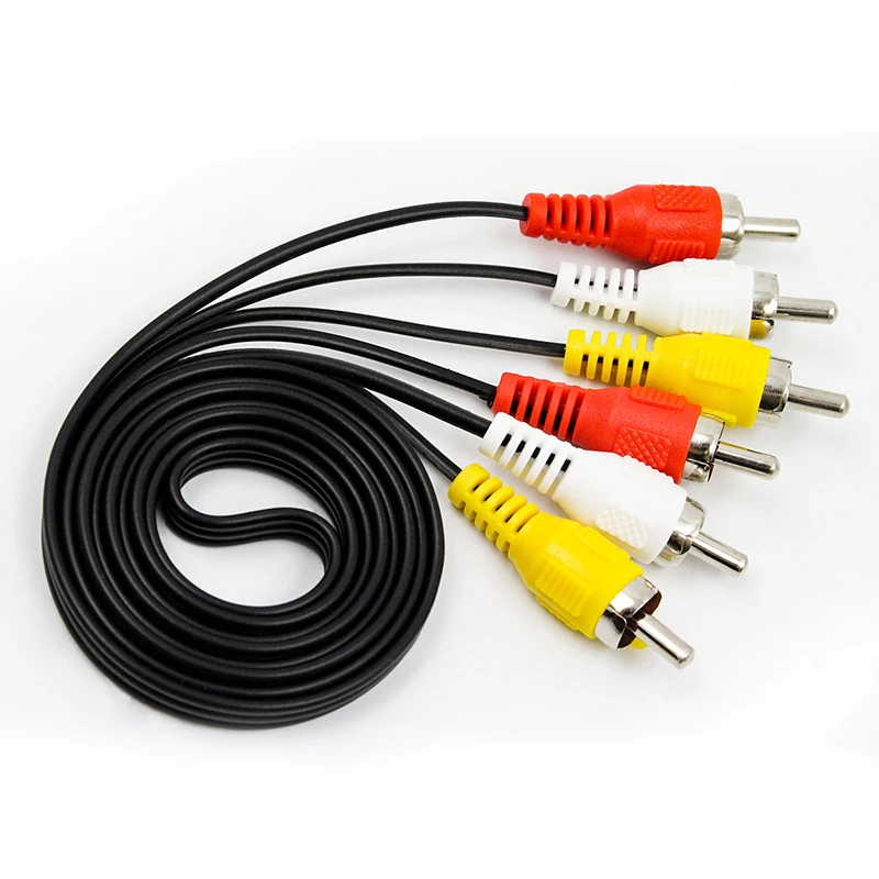 AV to AV Audio VIdeo Cable 3 RCA Composite Male to Male Cable 1M Gold Plated For ideo DVD CD Player Free Shippping