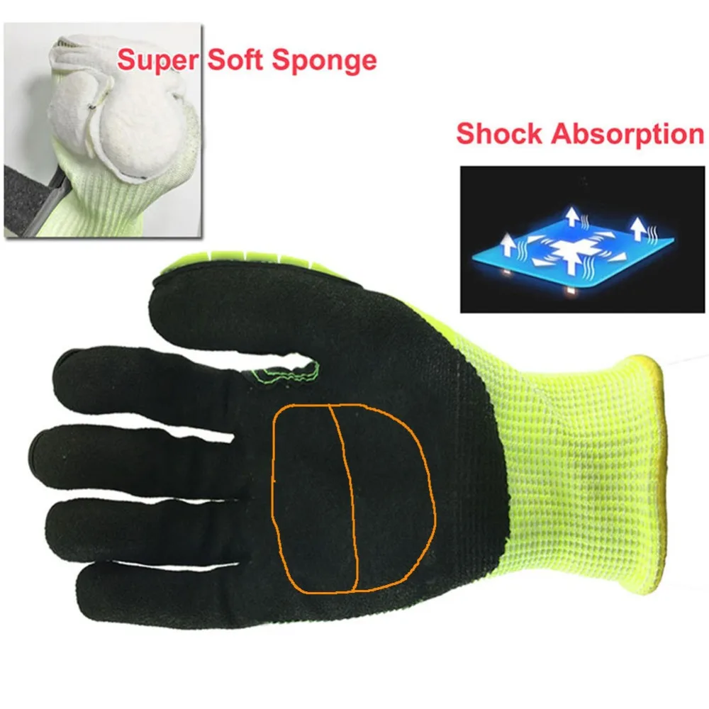 Guantes de trabajo antivibración ANSI A5 con HPPE, resistentes al corte, a prueba de aceite, seguridad para mecánicos