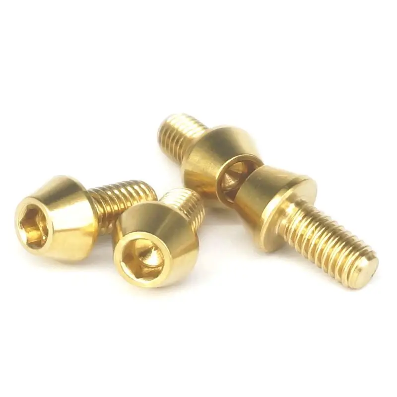 4 PCS M4x8mm Golden GR5 Titanium Cone head Bolts For Bike Rear Derailleur