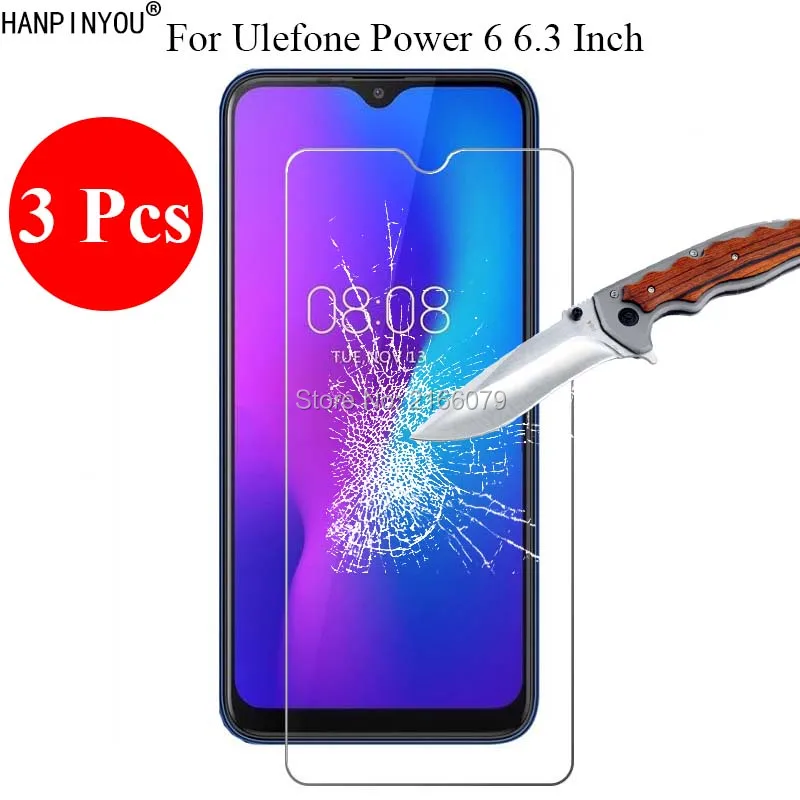 3 Pcs/Lot New 9H 2.5D Tempered Glass Screen Protector For Ulefone Power 6 Power6 6.3" Protective Film Guard Shield + Clean Tools