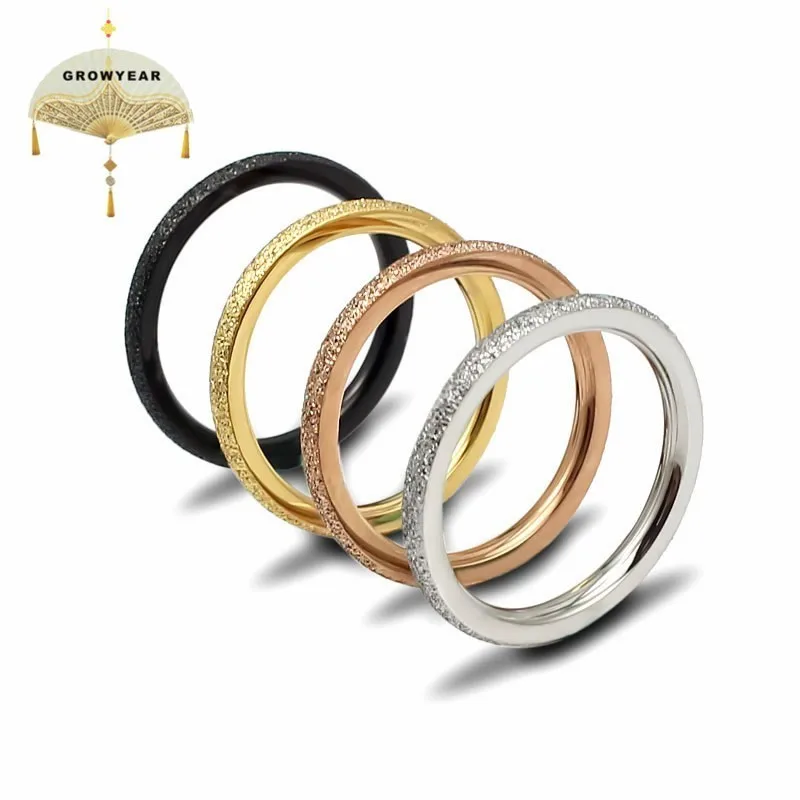 4 Color Scrub Gold Ring Men's and Women's Ring Stainless Steel Round Polishing 2019 Jewelry Trenday Size 6 7 8 9Silver Rose Gold