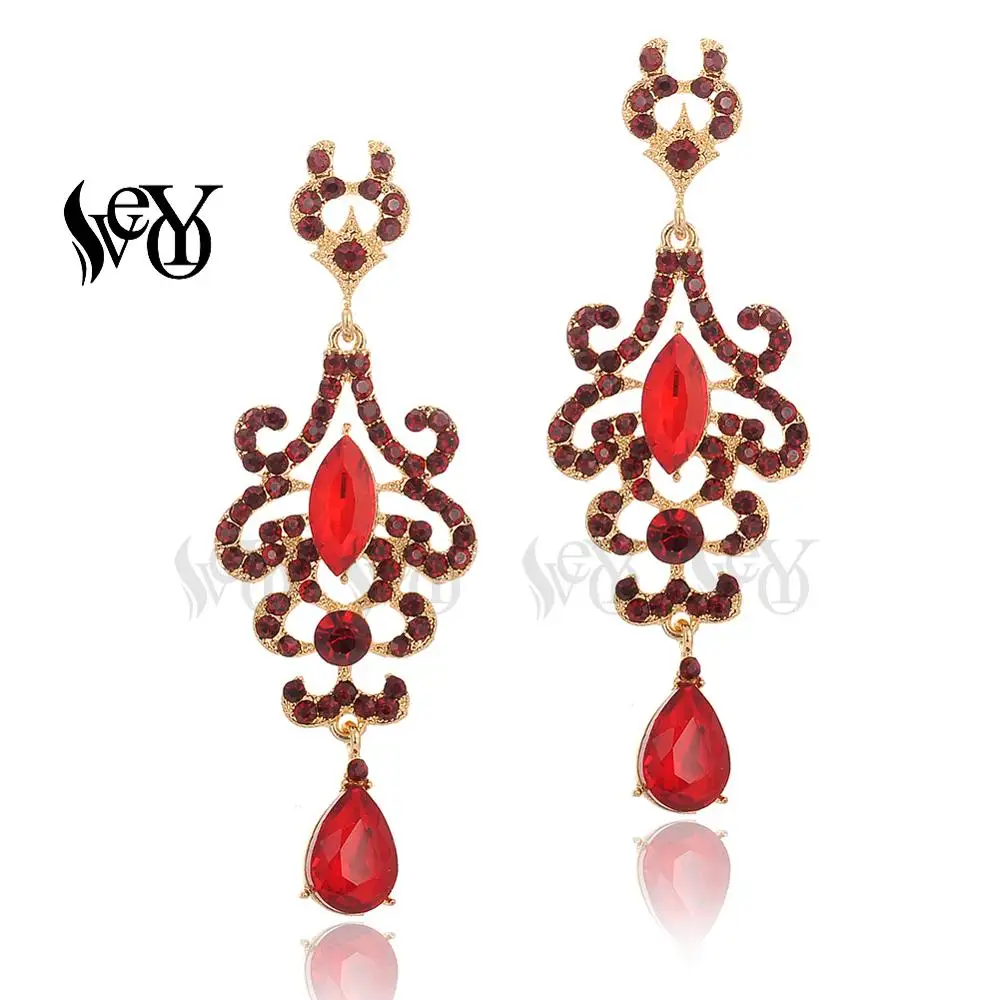 VEYO Vintage Luxury Rhinestone Drop Crystal Earrings for Women 3 Colour Fashion Jewelry Gift