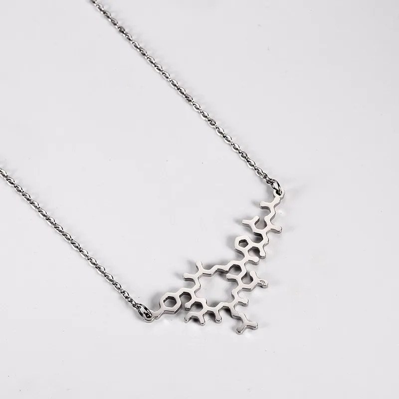 Stainless Steel Simple Laser Cutting Oxytocin Exquisite Chemical Hormone Molecular Science Necklace Female Jewelry