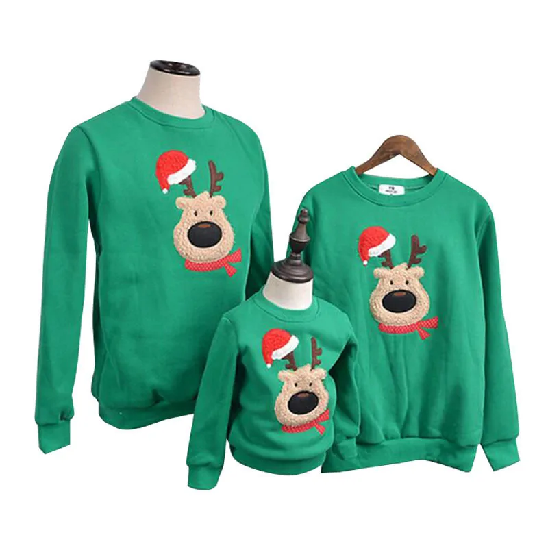 

Chritmas Family Clothing Autumn Winter Sweater Christmas Deer Children Clothes Shirts Polar Fleece Warm Family Matching Outfits