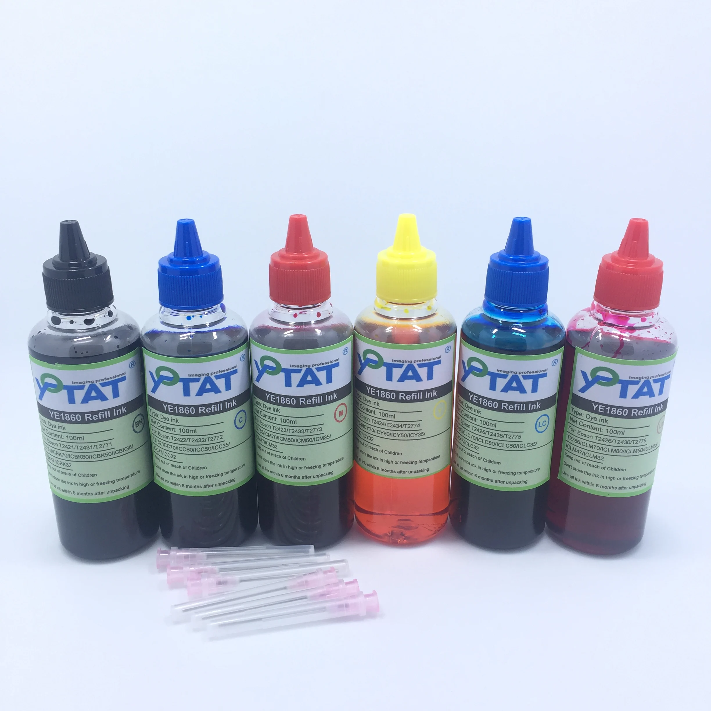 YOTAT 600ml Refill Dye Ink Compatible for Epson T2421 T2431 T2771 T2781 ICBK70 ICBK80 ICBK50 ICBK35 ICBK47 ICBK32