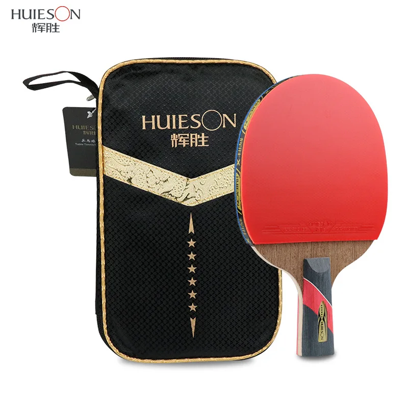 

Huieson Wenge Wood & Carbon Fiber Blade 6 Star Table Tennis Racket Sticky Pimples-in Rubber Super Powerful Ping Pong Racket Bat