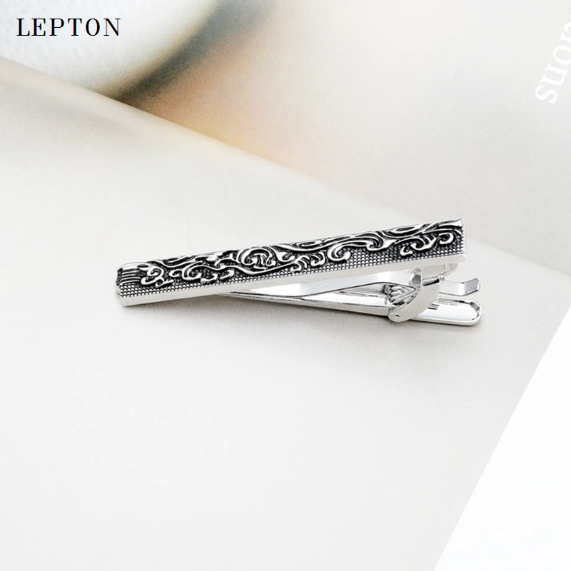 Hot Vintage Totem Tie Clips For Mens Lepton Metal Sea wave Design Tie Bar Business  Wedding Tie Clip With Gift Box Drop Shipping