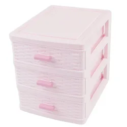 Promotion! Pink Plastic Drawer Designed 3 Compartment Jewelry Storage Box