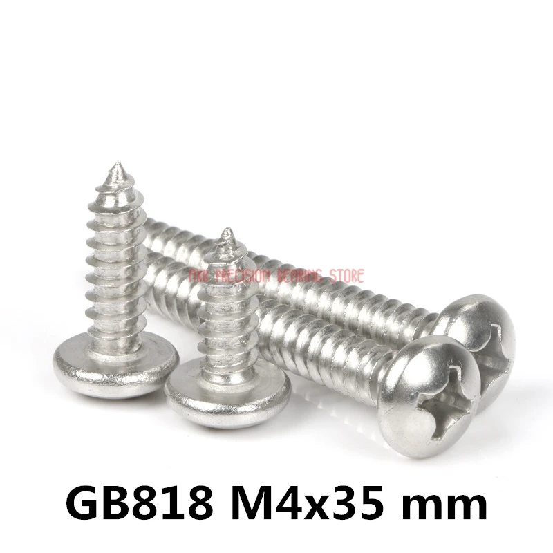 

2023 Drywall Parafusos Wood Screws 50pcs/lot Gb818 M4x35 Mm M4*35 304 Stainless Steel Phillips Cross Recessed Pan Head Screw