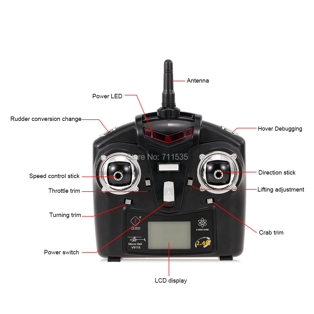 V911S-004 Transmitter Controller Mode 2 Spare Parts For WLtoys V911S RC Romote Control RC Helicopter