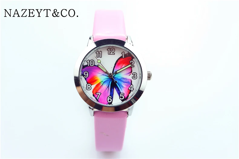 Reloj de cuero de gelatina con esfera de insectos y mariposas de colores para niños y niñas, manecillas luminosas para niños, estudiantes, animales, regalo de Navidad