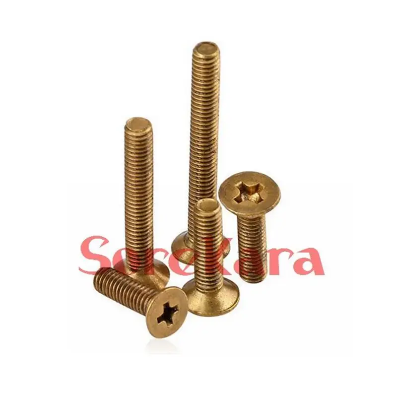 10Pcs M6*1.0 Thread Length 10/12/16/20/25/30/35mm Metric Brass Countersunk Head Phillips Screws