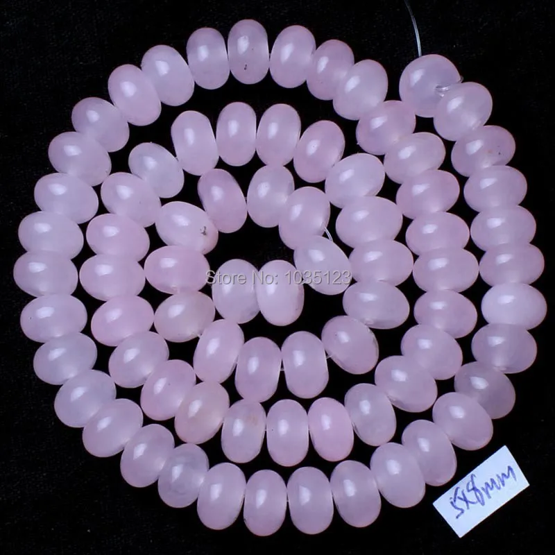 5x8mm Smooth Rondelle Shape Pink Color Jades Stone Loose Beads Strand 15