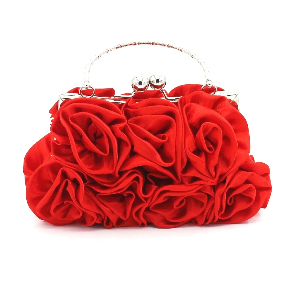 Women's Bags Satin Flower Black / Red / Silver / Wedding Bags Evening Bags