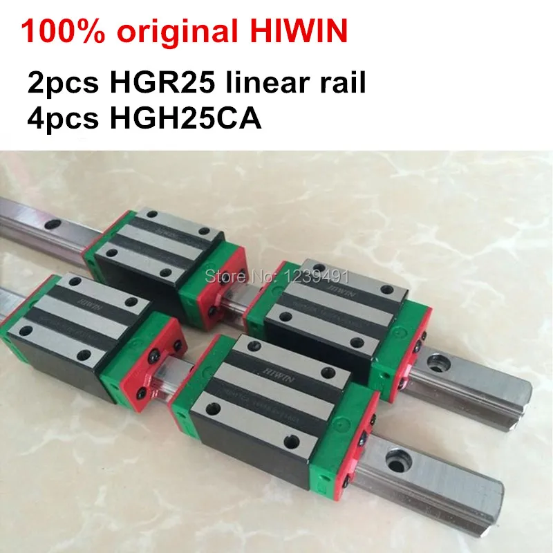 2pcs 100% original HIWIN linear guide HGR25 - 550 600 650 700 750 800mm + 4pcs carriage HGH25CA or HGW25CA CNC parts