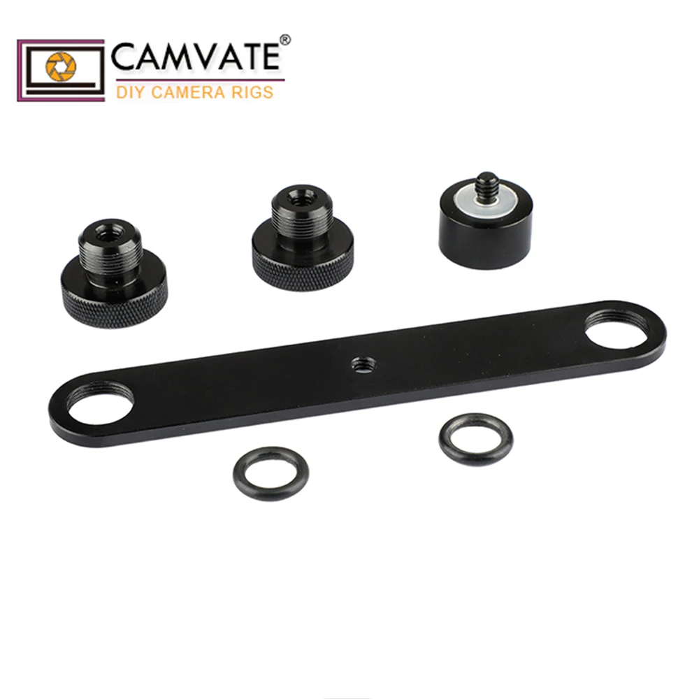 CAMVATE العالمي المزدوج ميكروفون يتصاعد قوس T-بار مع 1/4 "-20 أنثى إلى 5/8"-27 ذكر برغي ل الميكروفونات دعم