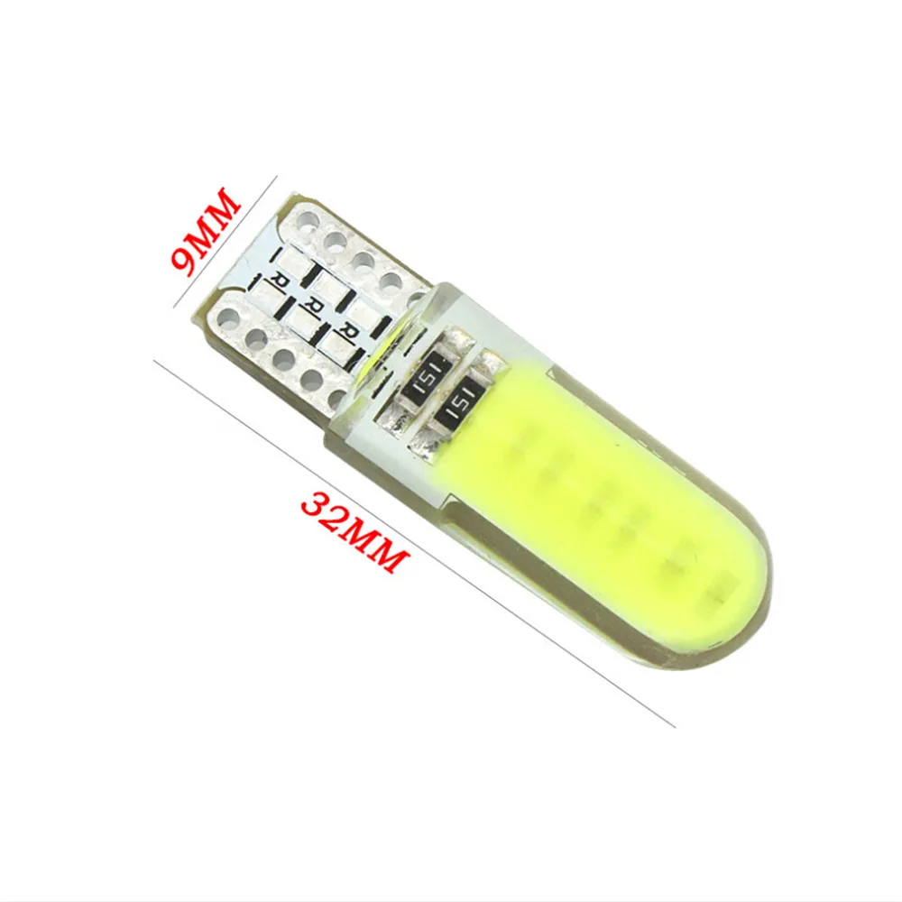 Silicone Gel COB LED Car Light 12V T10 W5W Wedge Side Parking Reading Bulb Signal Lamp Clearance Light 12 SMD chips