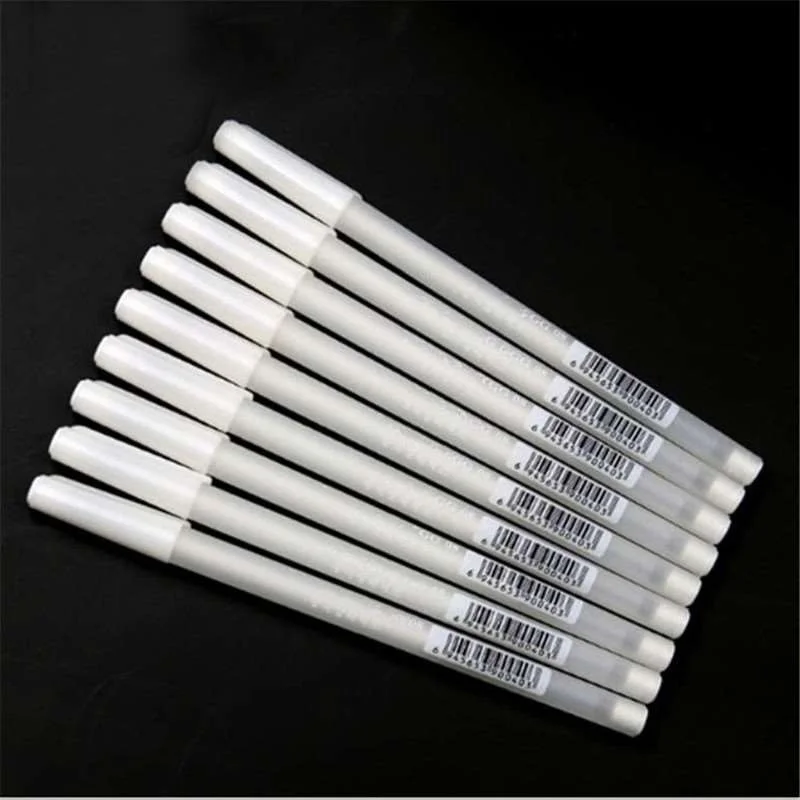 2pcs 0.8MM White Ink Gel Pens Office School Supplies Photo Album Drawing Painting Art Marker Pen