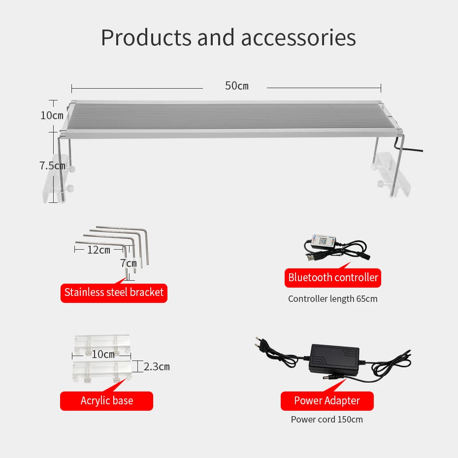 

Светодиодный светильник для аквариума 30-70 см, светильник RGB для аквариума с контроллером Bluetooth, Aquatium светильник s