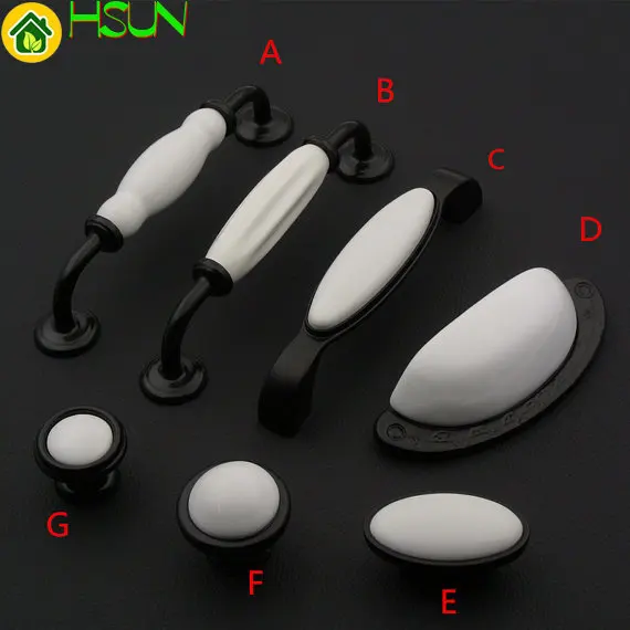 

Black White Porcelain Ceramic Dresser Pulls Handles Chic Door Pulls Drawer Knobs Kitchen Cabinet Handles Decorative Hardware