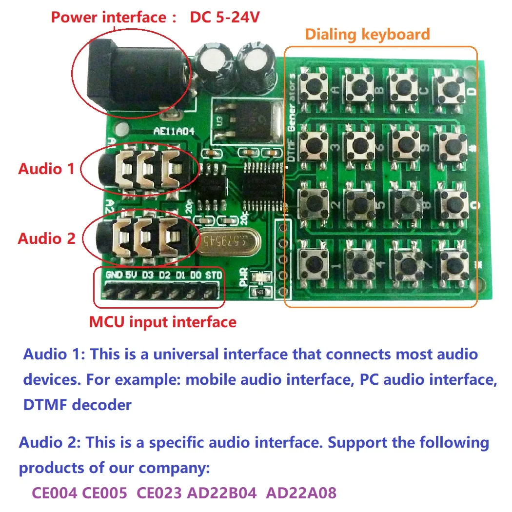 DTMF Tone Generator Encoder Module Dialing Keypad MCU Control Board for PC Intercom Mobile Audio