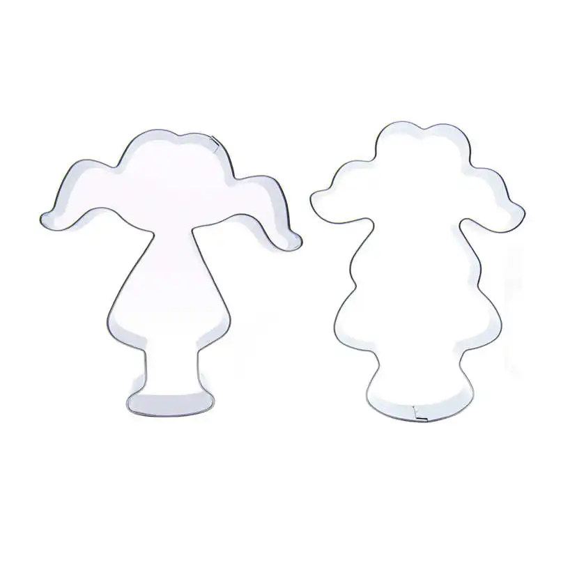 Cookie Cutter Biscuit Press Stamp Embosser Sugar Pasty Cake DIY Skinny Girl And Fat Girl Baking Tools stainless steel