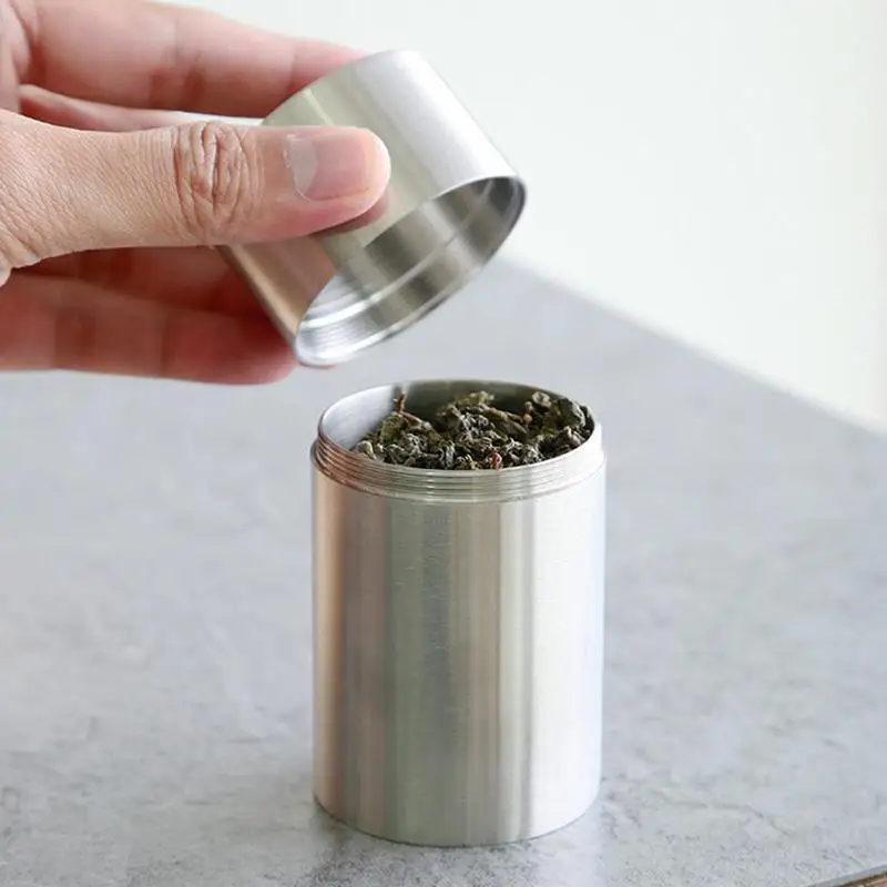 Thick Portable 304 Stainless Steel Sealed Storage Jar Small Tea Coffee Beans Container Travel Home Stainless Steel Storage Can