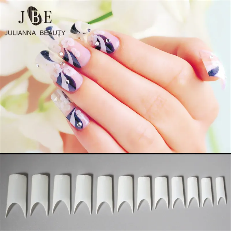 500 pcs C Curved Matte Fake Nail Natural White French Acrylic Nail Art Half Cover ABS False Nails Unhas Nagel Tips 10 Sizes