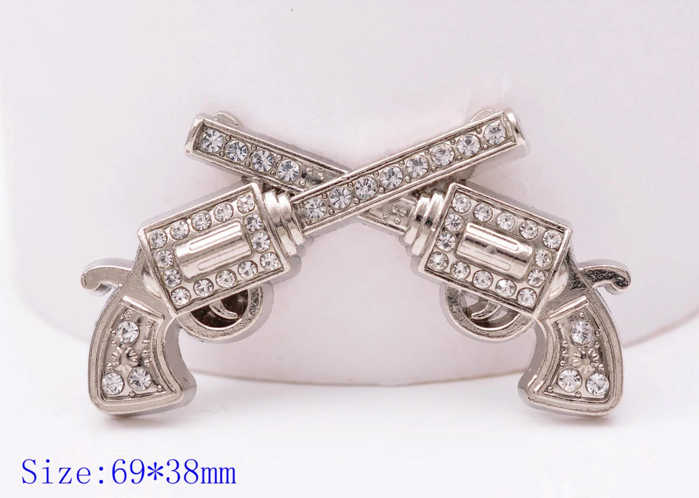 

5X 69X38MM BIG Sliver Western Rhinestone Crystal Gun Cross Cowboy Saddles Conchos