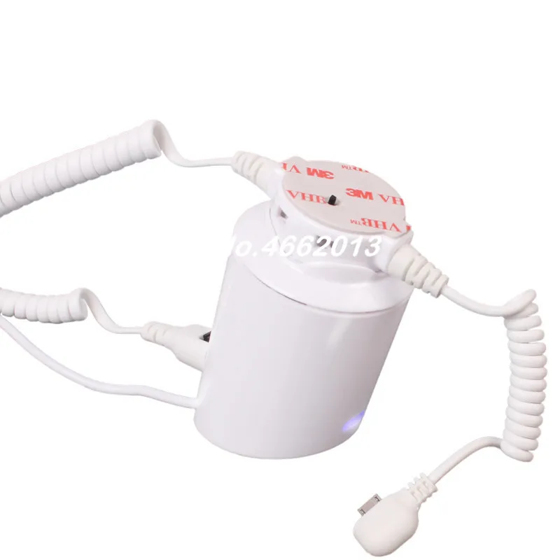 Soporte de seguridad para teléfono móvil, sistema de pantalla, soporte de alarma antirrobo para tableta, color blanco con cable y mando a distancia, 10 unids/lote