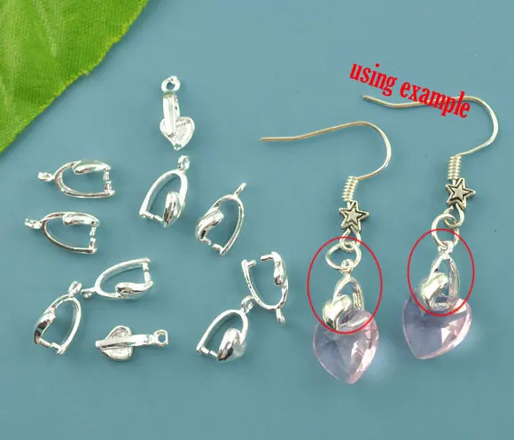 DoreenBeads-accesorio de plata Chapado en corazón, accesorio de 11x6mm (B07503), yiwu, 20 unidades