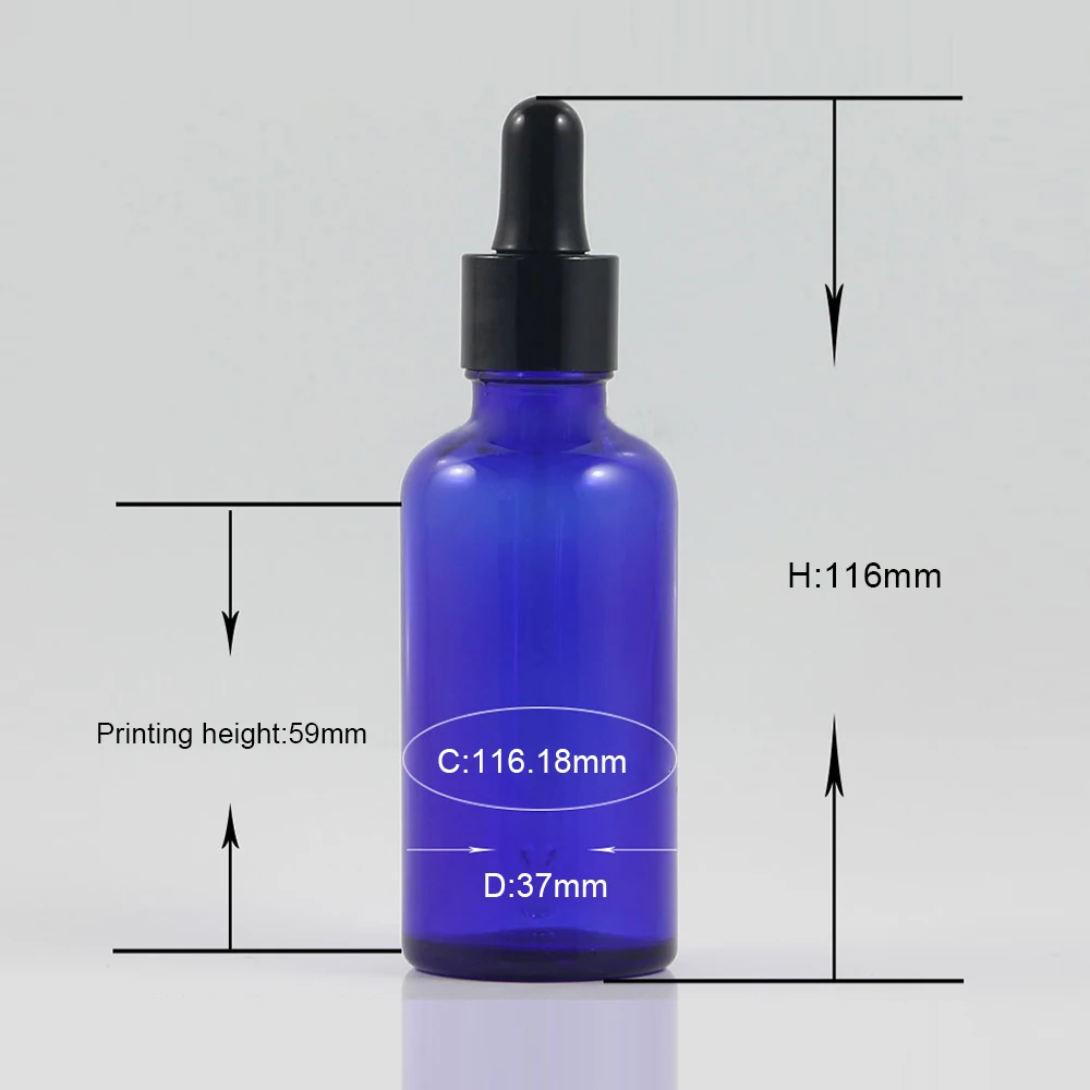 

DBX20 50ml blue glass bottle with dropper cap, empty cosmetic container for essential oil hot sell