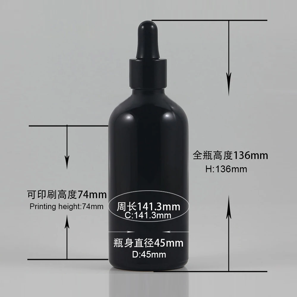 Essential Oil Bottle 100ML Makeup Containers, Empty Black 100cc Glass Dropper Bottles