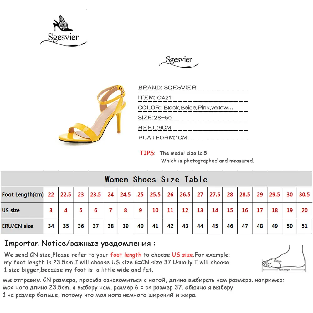 Sgesvier 2019 brand women shoes woman fashion ankle strap thin high heels peep toe wedding sandals woman plus size 28-50 G421