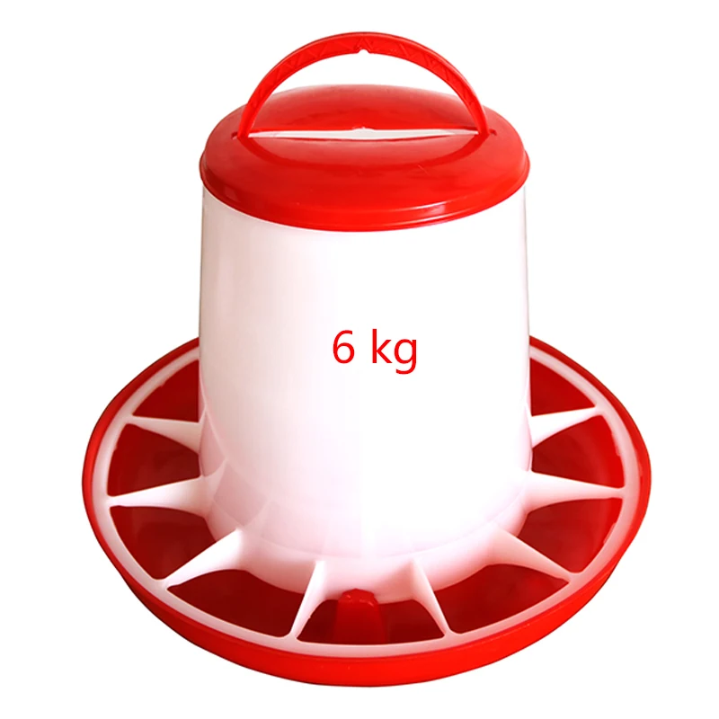 New Poultry Chicken Feeders 3kg / 6kg Feeding Bucket Chicken Duck Ground Fountain Quail Feed Bucket Poultry feeding tools