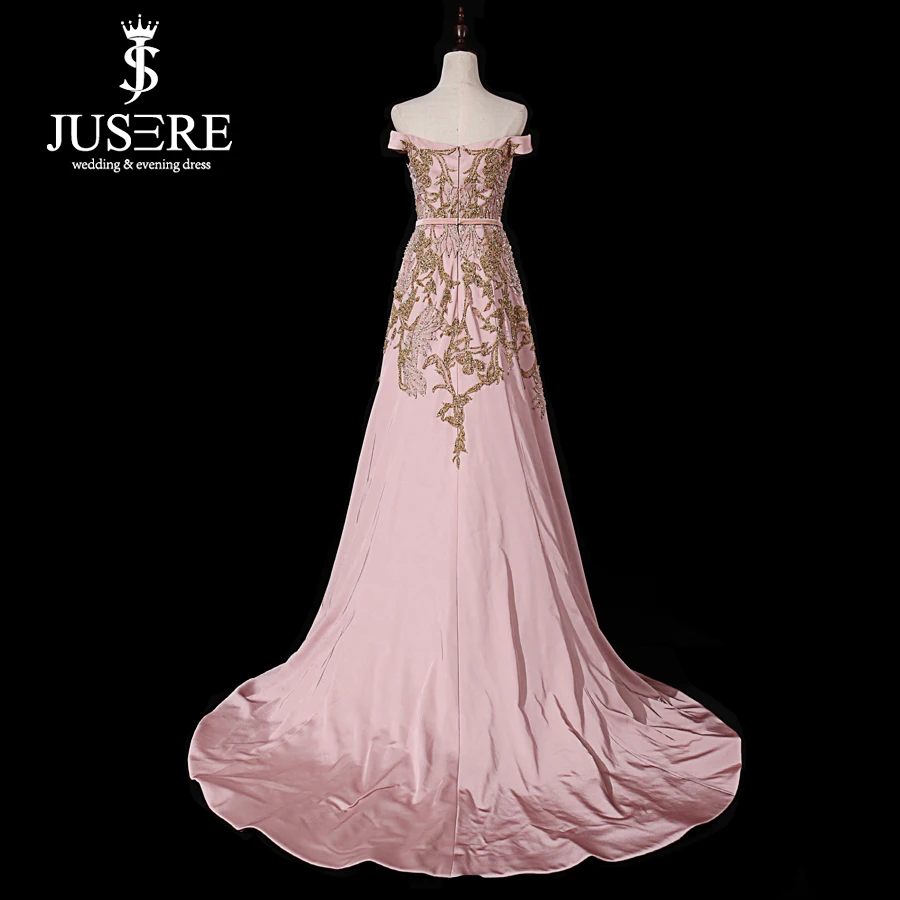 Vestido de noche largo Rosa, con cuentas y hombros descubiertos, línea A, largo hasta el suelo, para fiesta de graduación, 2019