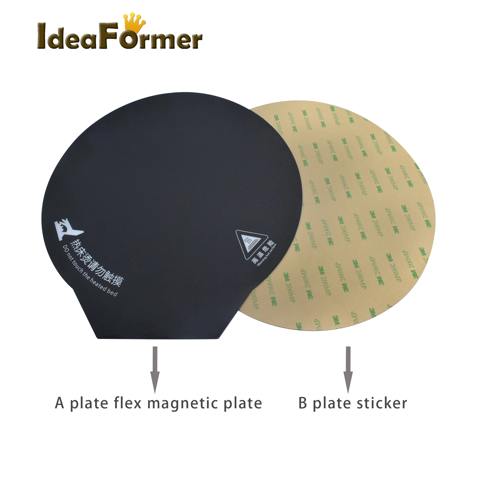 New Round Magnetic Heatbed Sticker 200/220/240mm Build Plate Tape Black Print Bed Paper Surface Flex Plate  3D Printer Parts