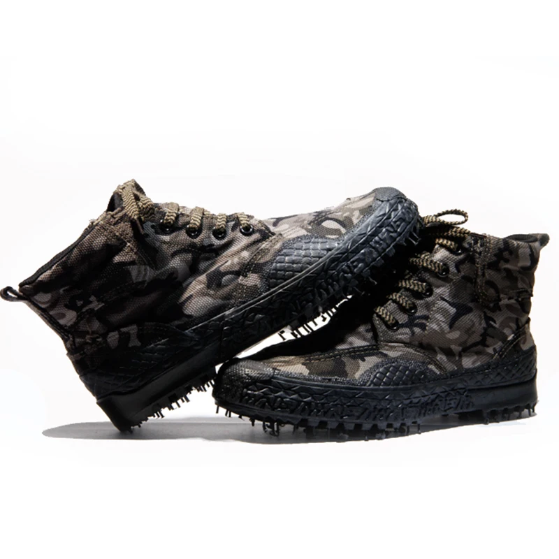 Men Women Training Camo Canvas Shoes Outdoor Sports Hiking Camping Climbing Non-slip Wearproof Breathable Boots
